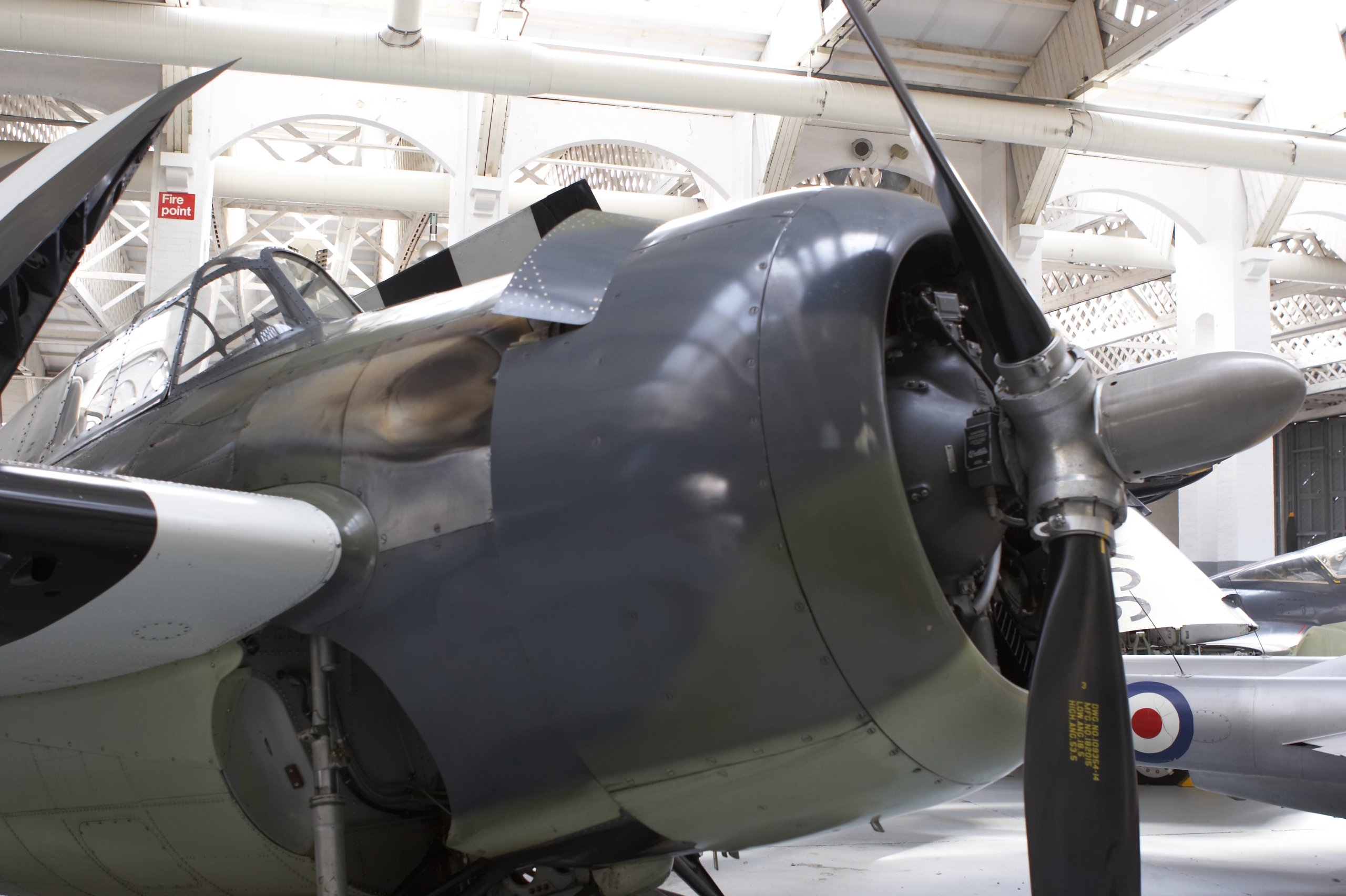 Close up view of an american fighter plane from world war 2 at the Museum of Flying