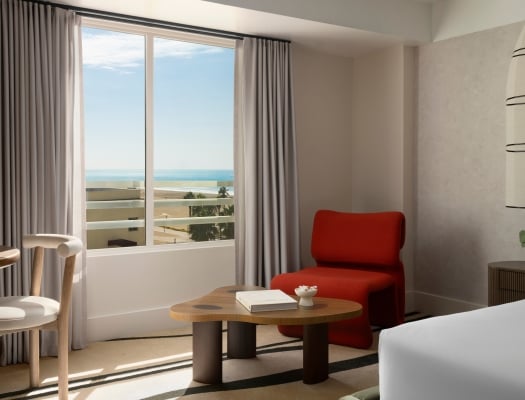 A view of a deluxe double balcony room at the Sandbourne Santa Monica